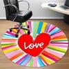 1pc Heart Love Chair Carpet for Office, Round Polyester Mat, Indoor Decor for Office, Easycare Fabric, Washable Non-slip Area Carpet