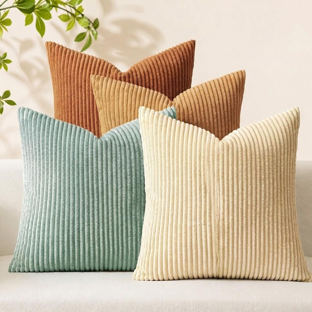 45x45 Size Pillowcase Set Striped Corduroy Throw Pillow Cover Classic Cushion Cover Bed Decor
