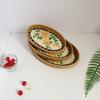Nuovo Cesto Intrecciato Ovale Vintage Fatto a Mano in Rattan, Boho Naturale, Tessitura con Conchiglie Colorate, Cesto portaoggetti, per Pane, Snack, Frutta, Colazione