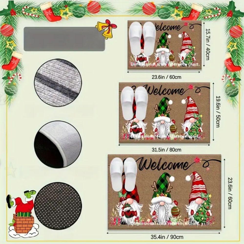 VIKAMA 2025 New Christmas Welcome Mat Christmas Elf Living Room Bedroom Carpet Indoor Outdoor Entrance Door Mat Home Decor
