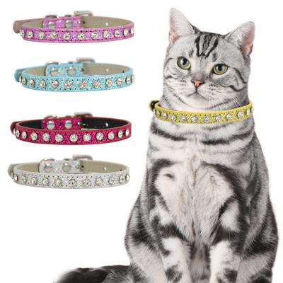 Pet Collar Adjustable Reflective Dog Cat Rhinestones Neck Strap Pet Training Leash Pet Supplies
