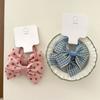 Fabric Handcrafted Bow Hair Ties for Children, Polka Dot Checkered Braided Hair Bands, Girls' Rubber Band Hair Clips