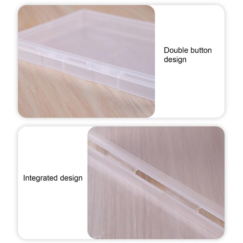 Pack Of 5 Clear Flat Plastic Storage Boxes for Organizing Beads Tools Letter and Papers Transparent Organizers Case