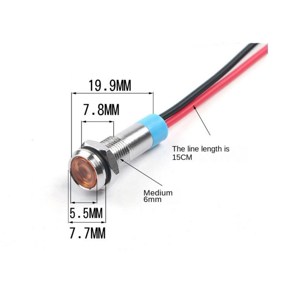 Useful Red White 6V 12V 220V Panel Mount LED Indicator Pilot Light Pilot Wires Switch Signal Lamp