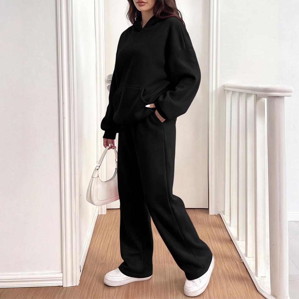 Women's Casual Warm Hoodie and Jogger Set Tracksuit for Fall Winter