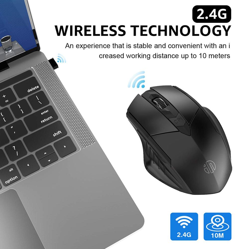 

Bluetooth Compatible Mouse Rechargeable 2.4G INPHIC PM6 Wireless Mouse Office Mute Support PC Laptop Tablet Smartphone wireless-Gray
