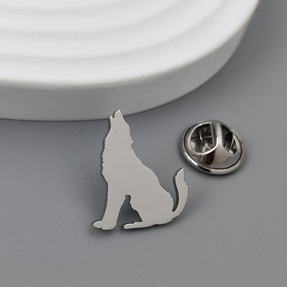 Howling Lonely Wolf Gold-plated Badge, Women's Anti-exposure Buttons, Suit Lapel Pin, Collar Brooch, Formal Accessories
