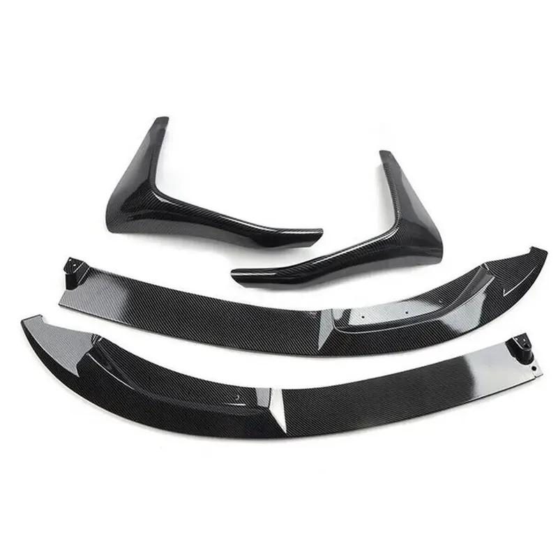 Car Front Bumper Lip Splitter+Side Splitter Corner For BMW M3 F80 M4 F82 F83 2015-2020 MP Style Carbon Fiber Glossy Black 4 PCS