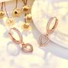 Gold Plated Heart Shaped Earrings for Women with Zirconia Embedded Copper Jewelry Clip On Fashion Accessories