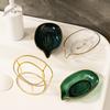 Soap Dish Box Bathroom Shower Soap Holder with Metal Bracket Drain Portable Leaf Shape Toilet Laundry Soap Rack Tray for Basin