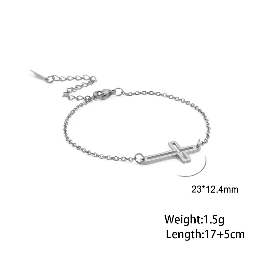 Skyrim Minimalist hollow cross bracelet stainless steel Gothic cross paper clip chain bracelet couple jewelry party 17-22cm