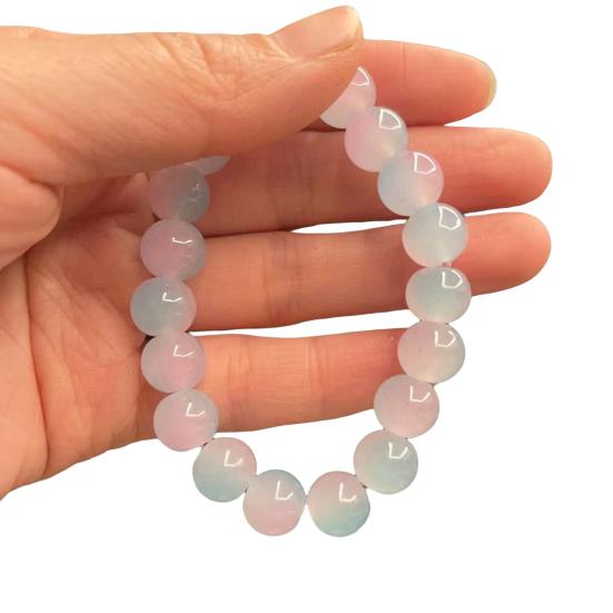 Beads Bracelet Contrast Color Elastic Rope Handmade Polishing Faux Crystal Beaded Bracelet Jewelry Accessories