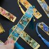 1 Pc Retro Floral Painting Metal Bookmark Hollow Bronzing Bookmark With Tassel Stationery Gifts For Book Club Reader