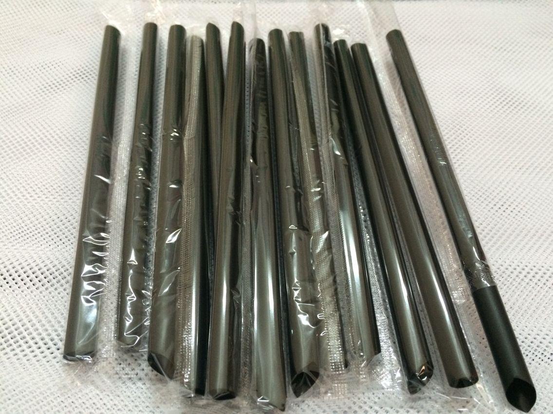 Straw Hardened Disposable Transparent Extended Length 21cm Independent Packaging Long Straw for Milk Tea чёрный