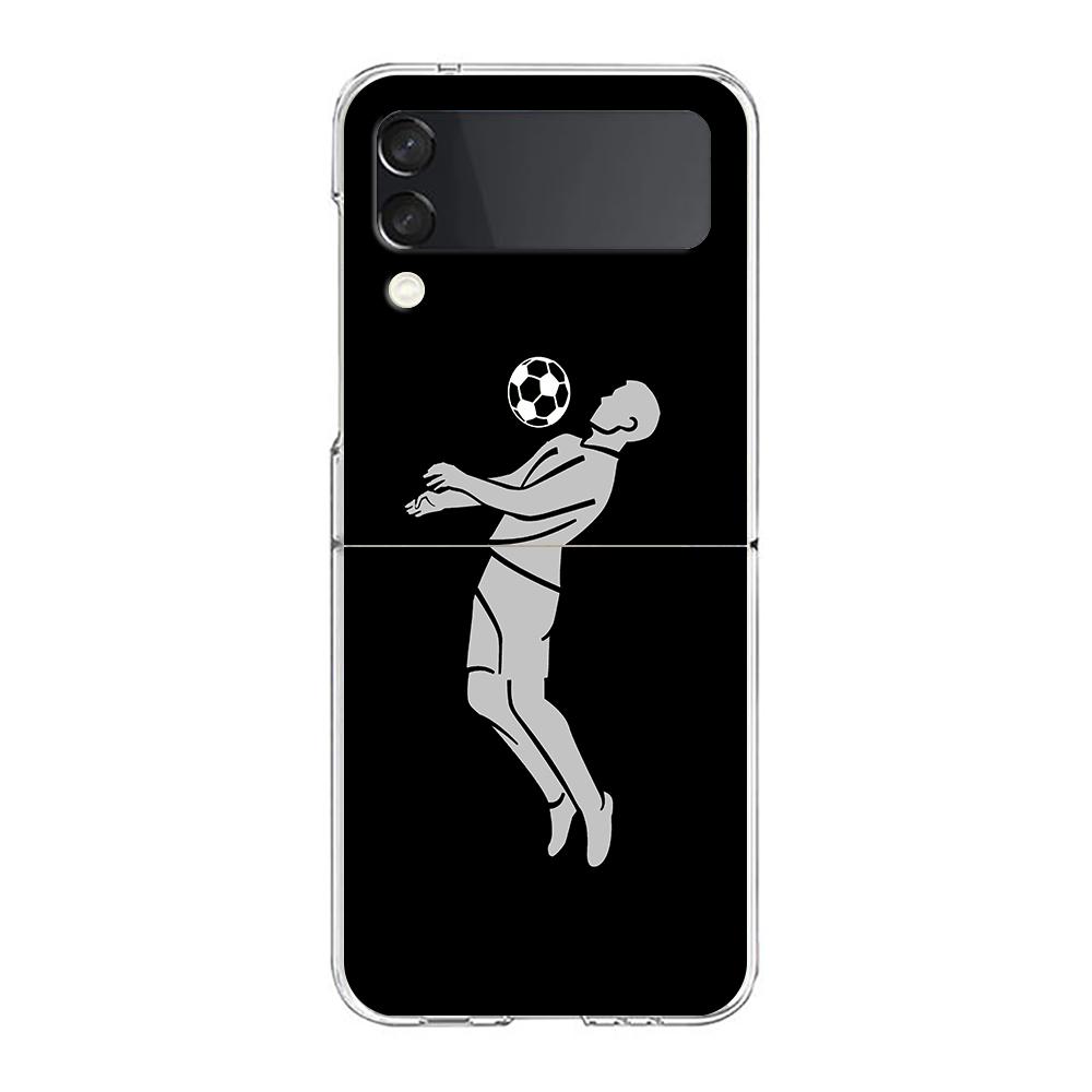 Football Player Soccer Art Clear Phone Case For Samsung Galaxy Z Flip 3 4 5 Hard Folding Shell For Samsung Z Flip3 Back Cover