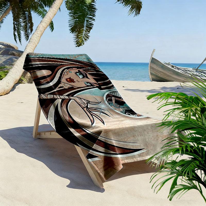 Cleo de Nile Print Beach Towel, Large Soft Quick Dry Towel for Beach Camping Swimming