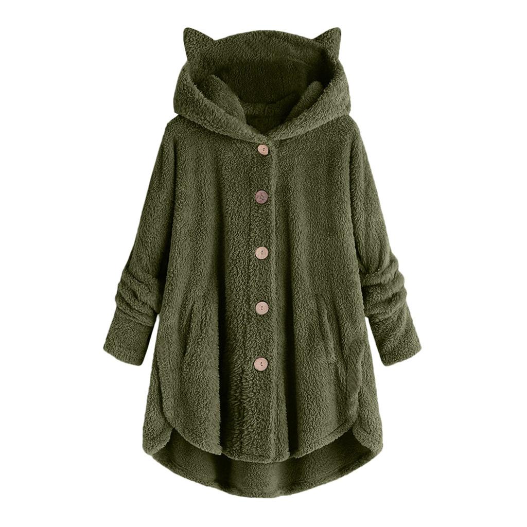 Women's Long Sleeve Hooded Button Up Jacket with Pockets Casual Outerwear for Everyday Wear