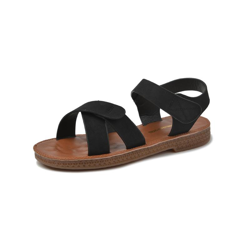 

Soft-soled Velcro Roman sandals women s 2025 new simple and comfortable casual beach shoes flat-soled women s sandals 40 чорний