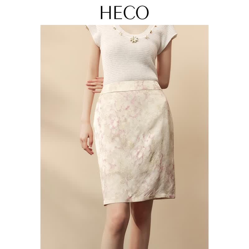 HECO New Chinese Style Jacquard Midi Skirt M
