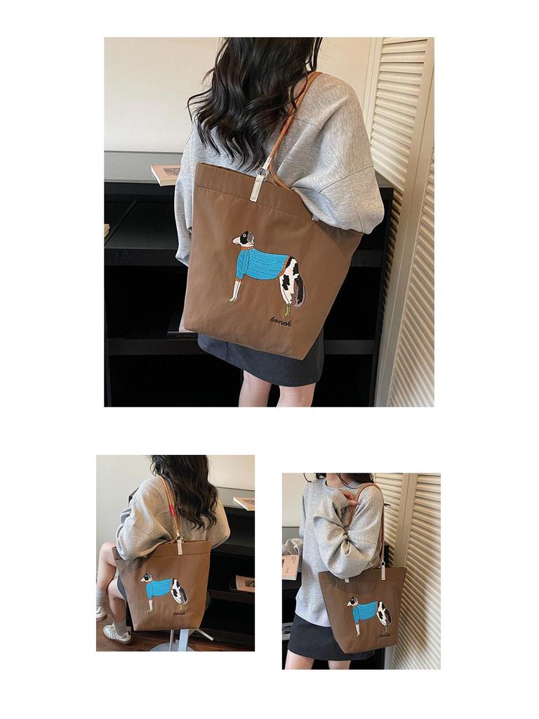 Spring Japanese Embroidered Eco-friendly Women's Shoulder Bag - Trendy, Large Capacity, Lightweight Tote