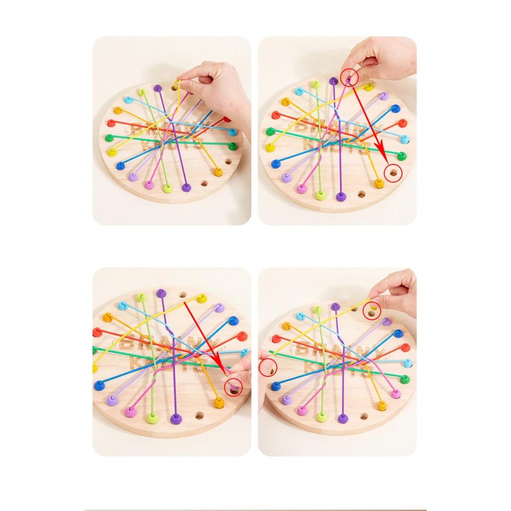Montessori Kinder Puzzlespiel Seil Entfesselungs-Herausforderung Holzbrett Souptoys Entschlüsselung Logiktraining Puzzlespiel Seile Sortieren