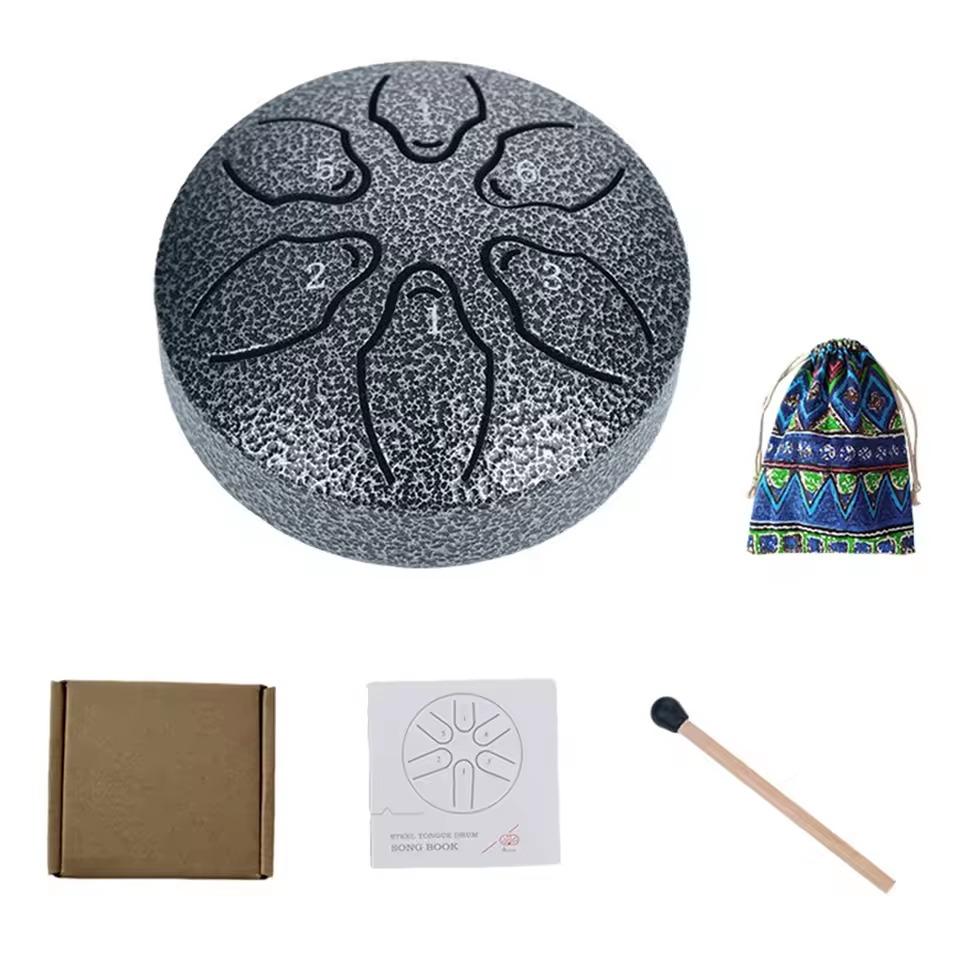 

Steel Tongue Drum Portable Rain Drum Hand Pan Drum Percussion Musical Instruments 3 Inch 6 Notes For Yoga Meditation Musical Toy срібний