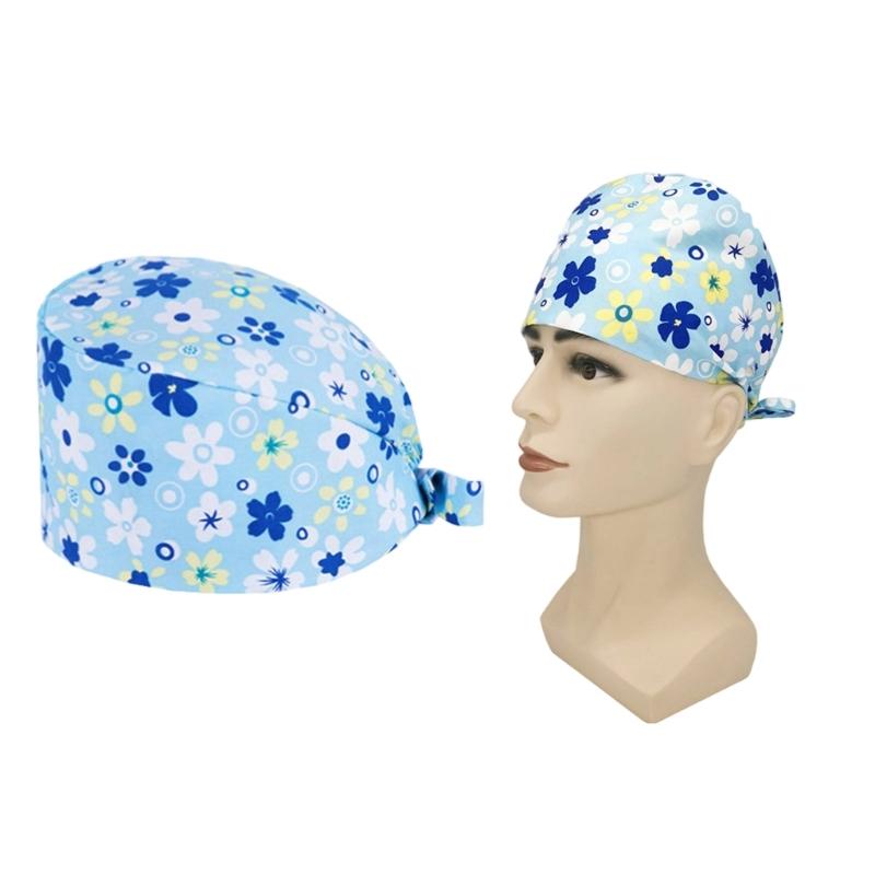 Comfortable Breathable Cotton Print Surgical Cap Adjustable Elastic Skull Cap for Medicinal Professionals