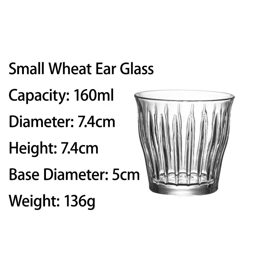 

Wheat ear-textured, vertically striped glass cup – a stylish and beautiful cup, perfect for serving iced Italian coffee and creating latte art. 1pc прозорий