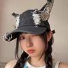 Ragged Denim Baseball Cap, Y2K Rabbit Ears Hat, Unisex, Street Trend, Adjustable Cap, Men‘s Hip-Hop Caps