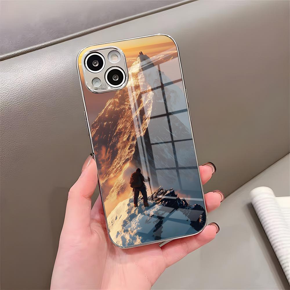 Everest Mountain Phone Case For IPhone 17 Pro Max 15 Pro 16 14 Plus 12 13 Mini 11 Pro Shockproof Electroplated Glass Cover
