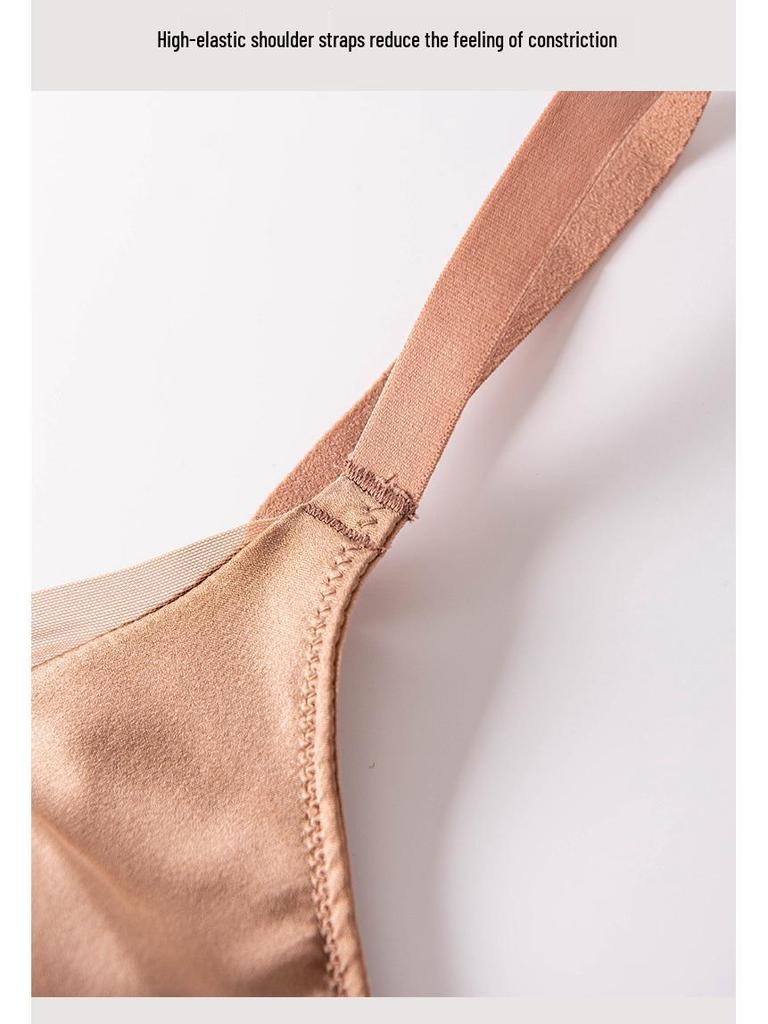 2025 New 19 Momme Silk Deep V Wire-Free Push-Up Bra with Mesh Patchwork