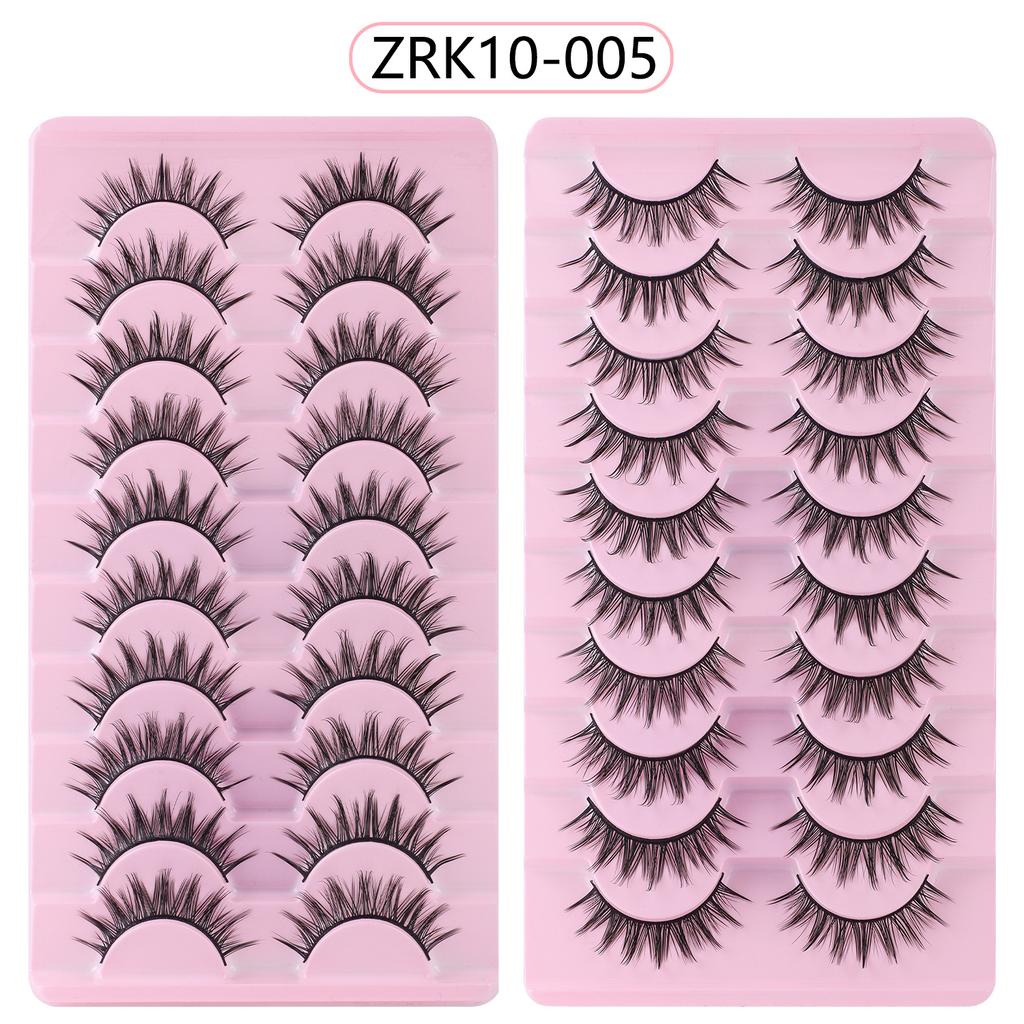 10 Packs Of Thick Curled False Eyelashes Simulation Natural Daily Makeup Eyelashes