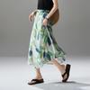 SOFSIL 2026 Summer Ramie Floral A-line Skirt