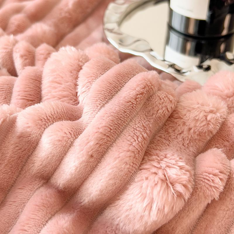 Moderne gestreifte Decke aus Kunstkaninchenfell Herbst Winter Warm Weich Plüsch Bettdecke Kuscheliges Nickerchen Sofa Überwurfdecke Weihnachtsgeschenk