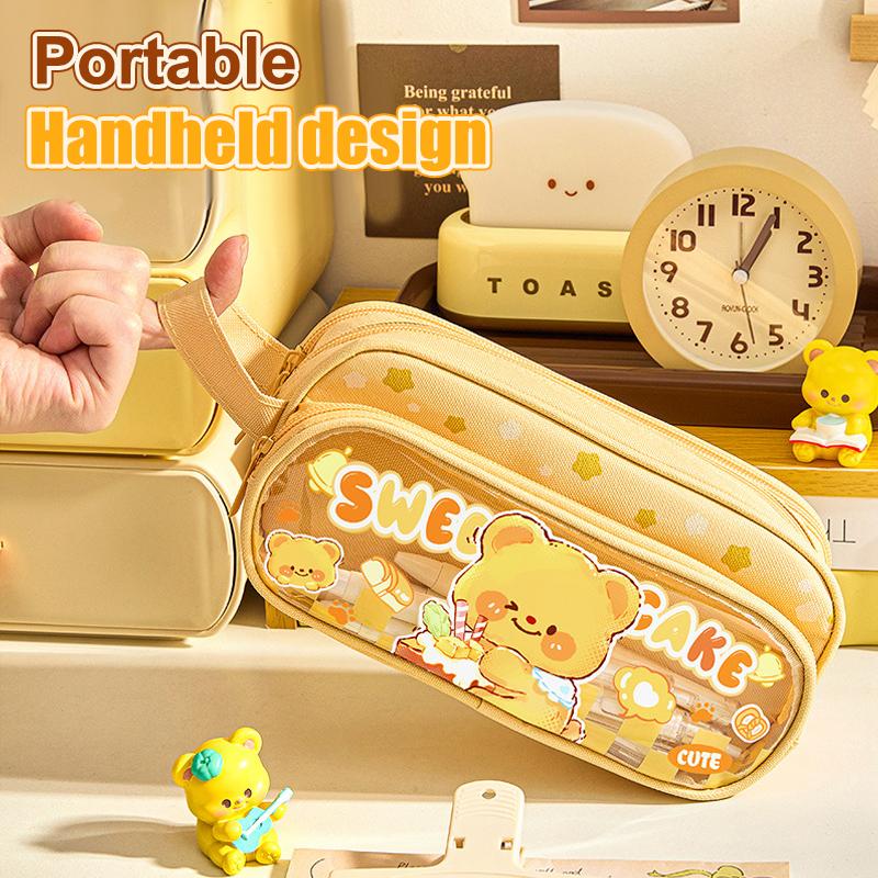 Cartoon Butter Bear Capybara Pencil Bags Large Capacity Pencil Case Student Stationery Organizer Little Bear Pencil Case Gifts