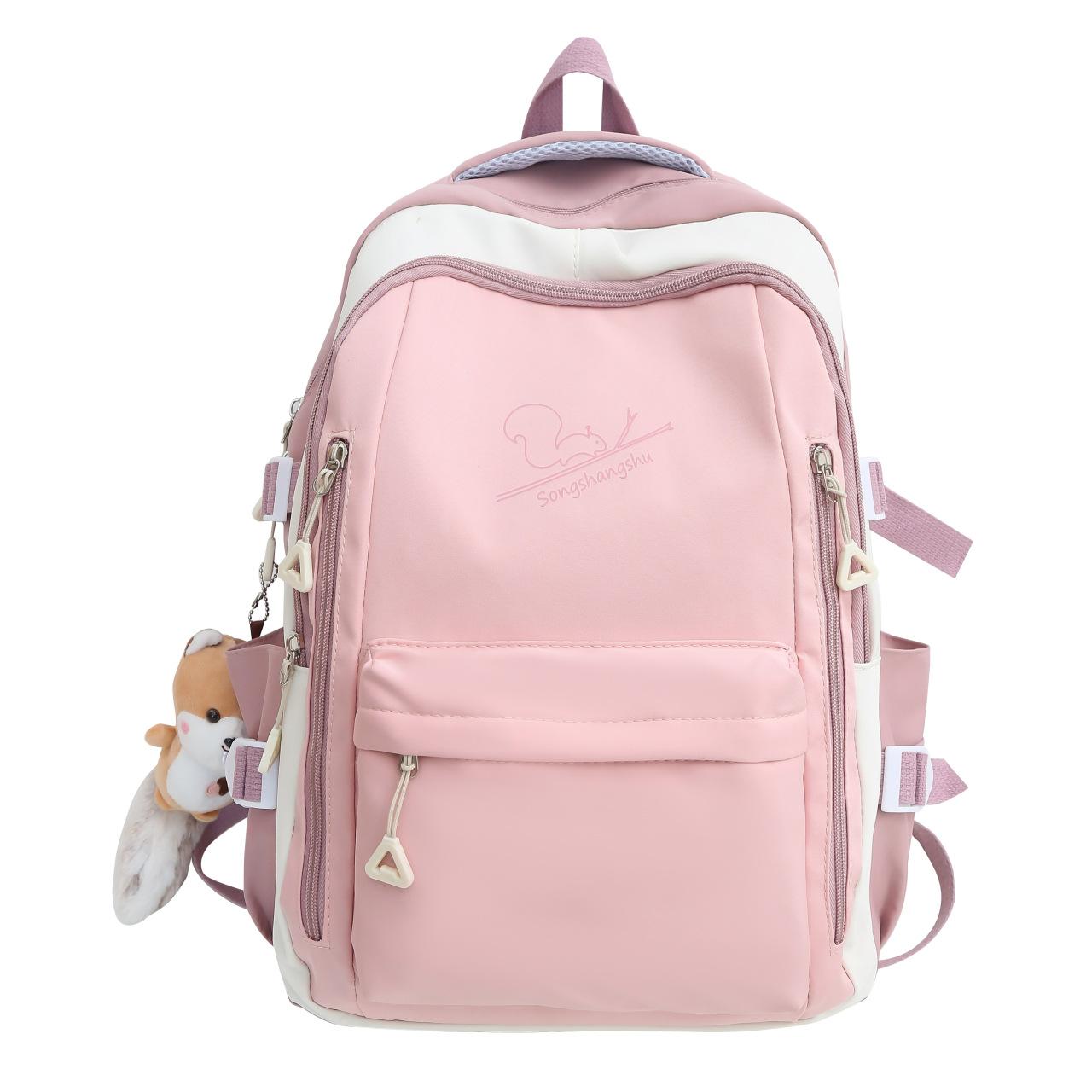 

Рюкзак контрастного цвета, женский рюкзак большой емкости, мужской студенческий рюкзак розовый