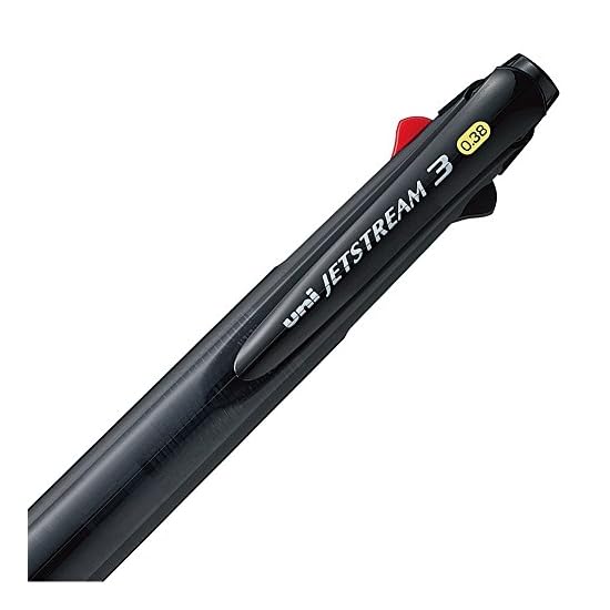 uni-ball Jetstream 3-Color Ballpoint Pen, 0.38mm, Transparent Black, Smooth Writing, SXE340038PT24