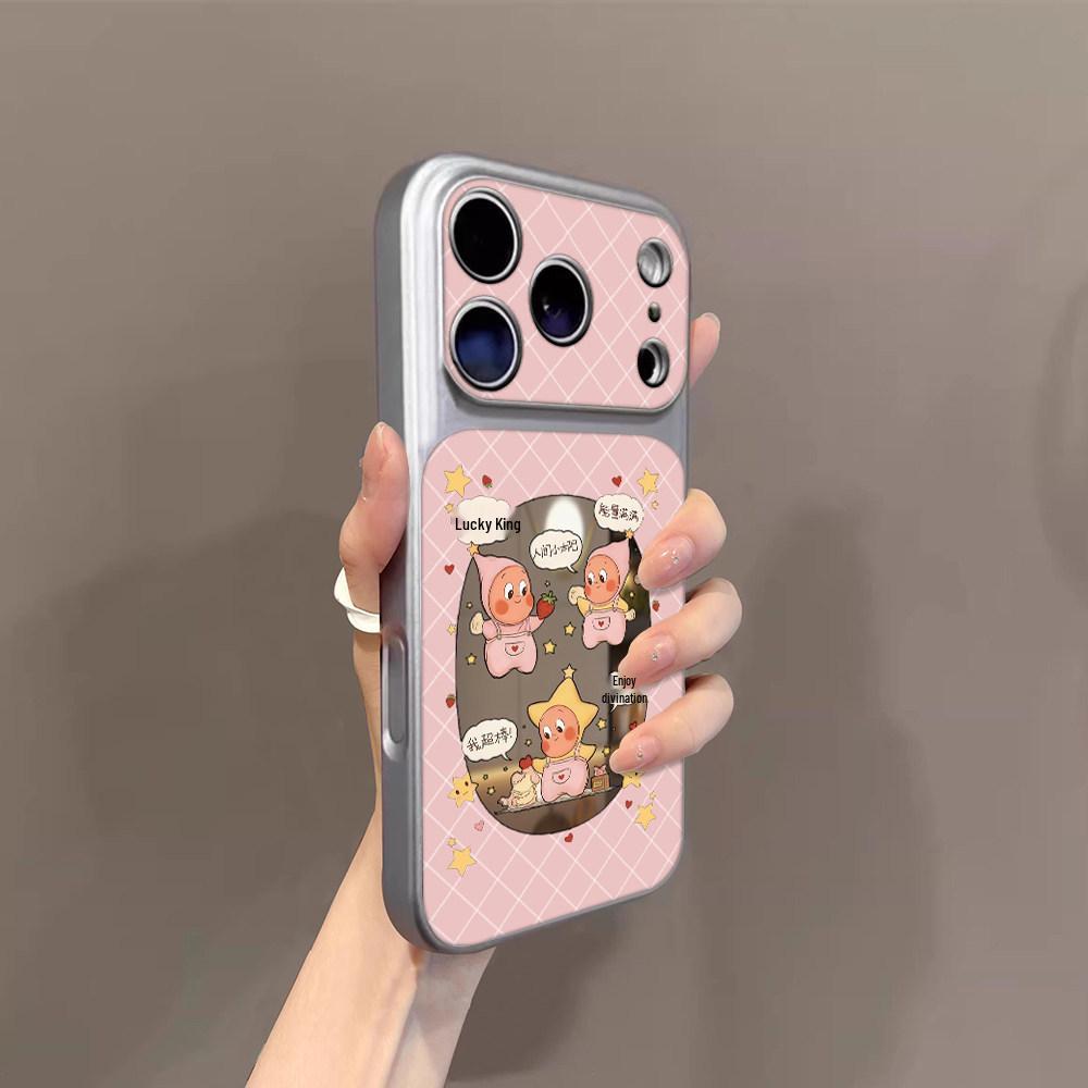 Cartoon-Themed Apple 17 Promax iPhone Case - Fits iPhone 16 Pro, 16 Plus with Mirror Surface for 15 iPhone 14 Pro Max