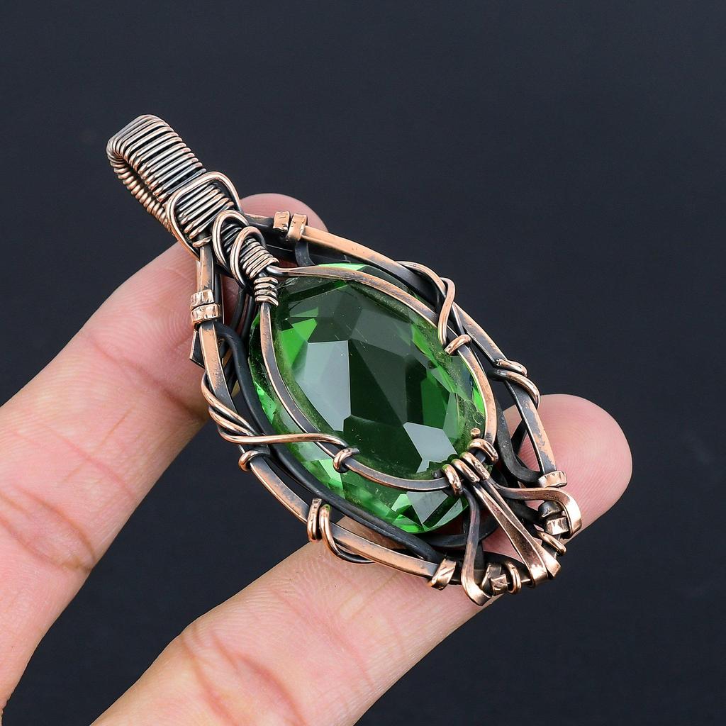 Tsavorite Pendant, 999 Copper Wire Wrapped Gemstone Jewelry, Handmade Amazing Pendant, For Thanksgiving