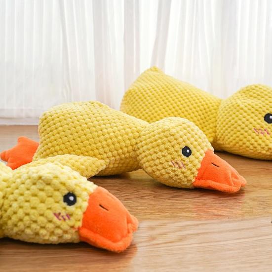 Uklidňující kachna Hračka pro psa Quack-Quack Kachna Plyšová hračka pískací kachna Interaktivní Žvýkací hračka Žvýkací štěně Žlutá kachna