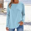 Women's Fashionable Casual Color Long Sleeved Round Neck Top Round Neck Top