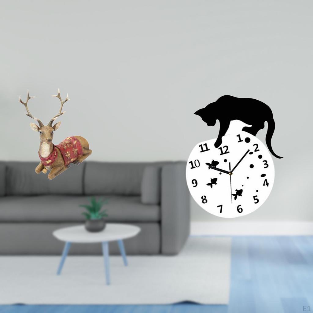 Reindeer Elk Deer Sculpture Ornament And Wall Clock Fusion for Living Room Office Bedroom Farmhouse