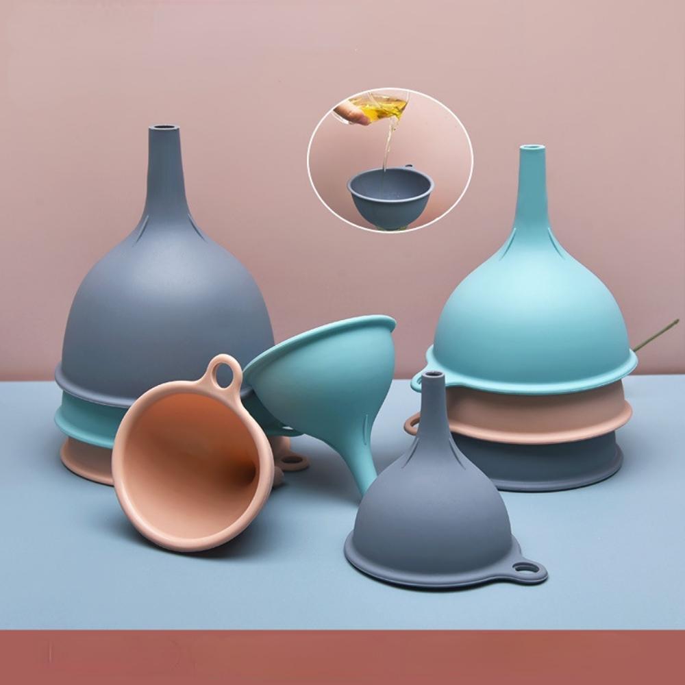 Silicone Oil Funnel Three-piece Multifunctional Funnel Set Filter Oil Pot Kitchen Household Pour Oil Filter Funnel