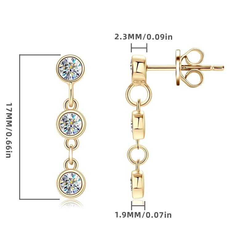 Moissanite Link Stud Earrings for Women 925 Silver Original Certified Wedding Jewelry Round 3mm VVS1 Diamond Drop Earrings