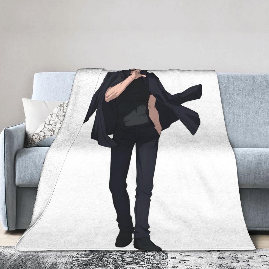 Super Soft BlanketKids Travel Gojo Satoru Jujutsu Kaisen Throw Blanket Flannel Bedspread For Couch Chair Sofa Bed Cover
