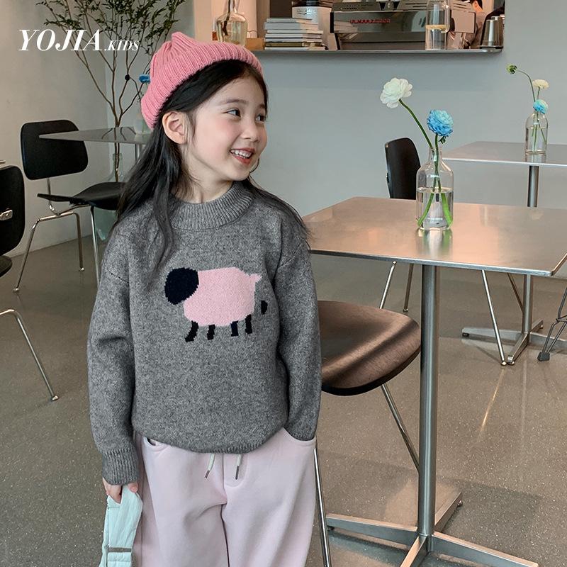 

Girls 2023 Trendy Knitted Sweater - Thickened Winter Base Top 110 cm серый