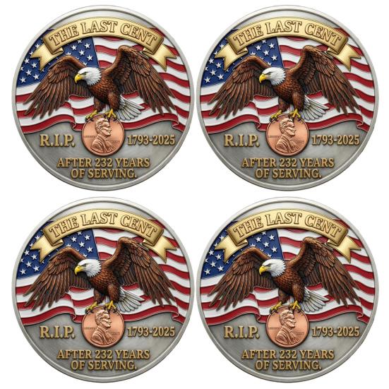 1/2/3/4/5Pcs The Last Cent Collectible Coin American Flag Eagle Final Cent Souvenir Coin Memorial Token History Buffs Collectors Enthusiasts Keepsake
