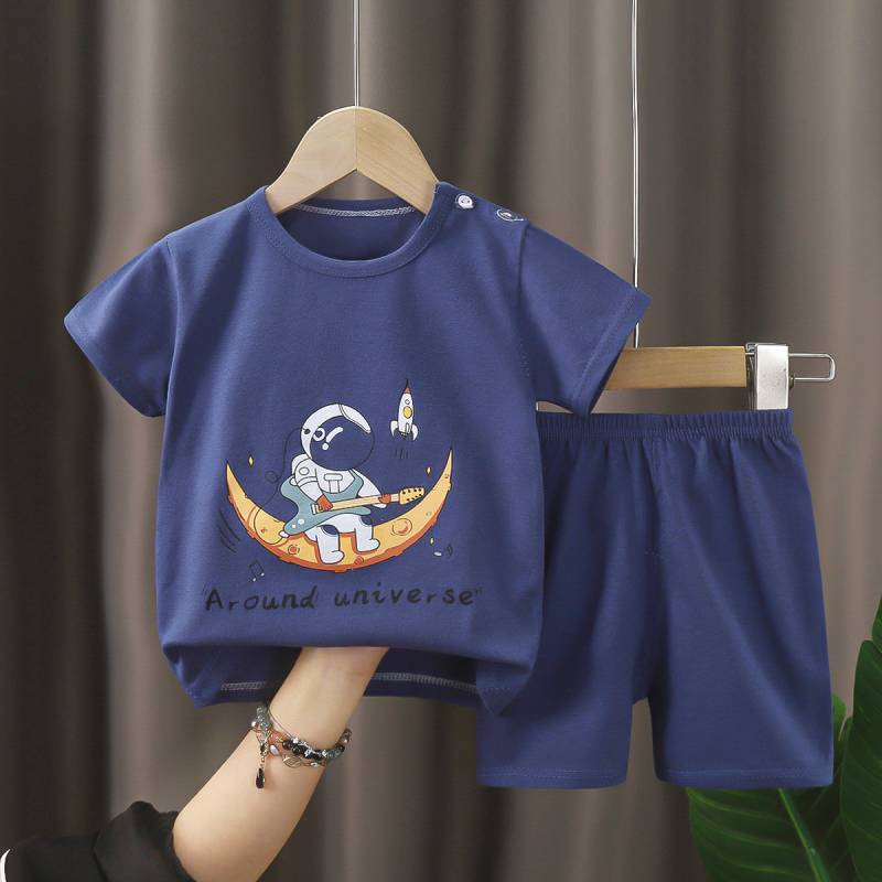 Baby Cotton T Shirt And Shorts Set With Animal Prints For Summer Toddler Wear