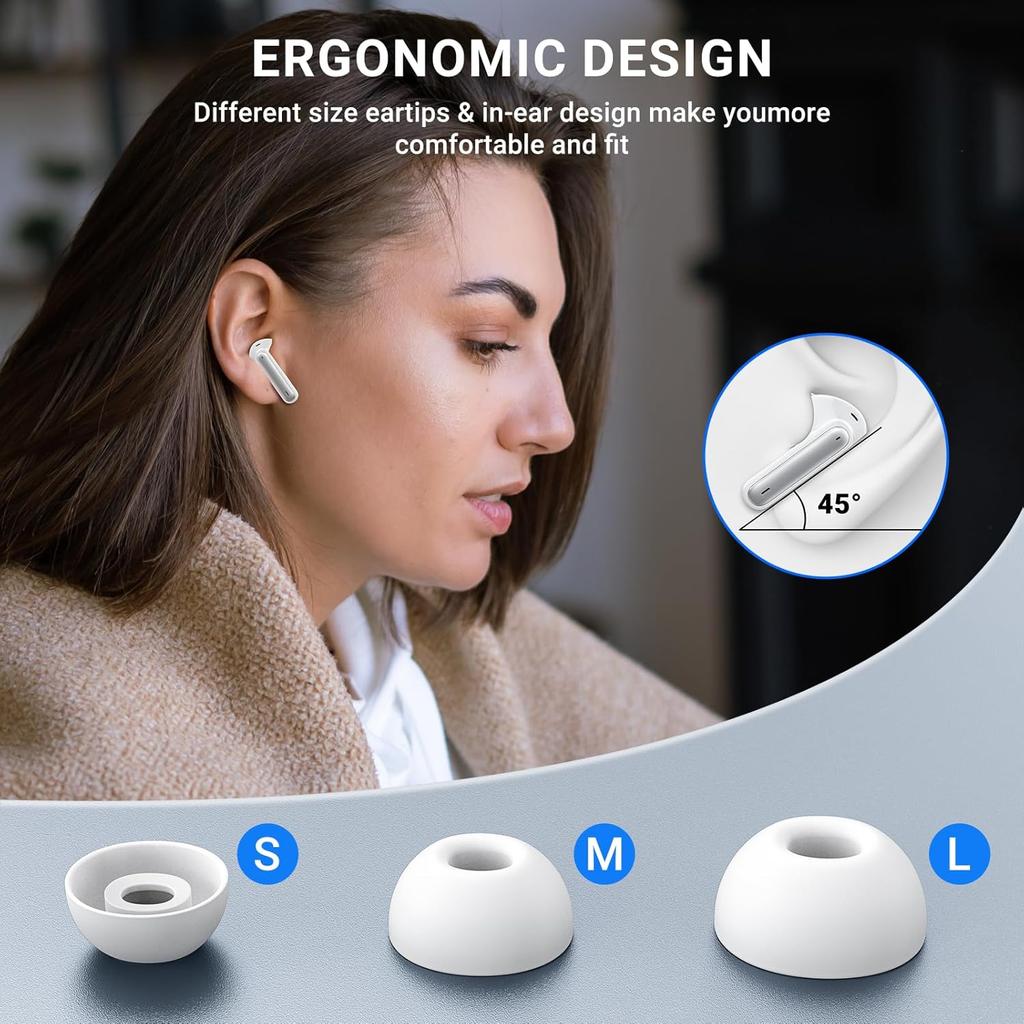 Wireless Earbuds, 2024 Wireless Headphones HiFi Stereo Earphones with 4 ENC Noise Canceling Mic, 42Hs Playtime In Ear Earbud, Bluetooth 5.3 Sport