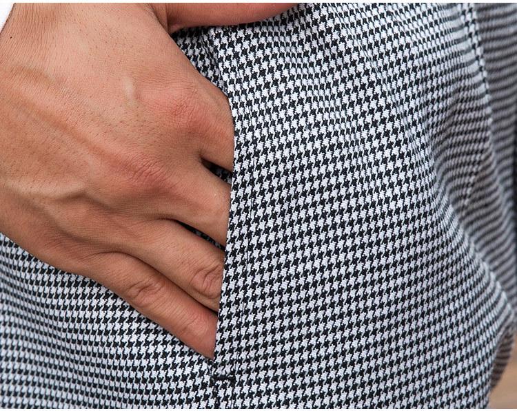 Men's Loose Straight-Leg Cotton Work Pants - Striped Kitchen Waiter Trousers